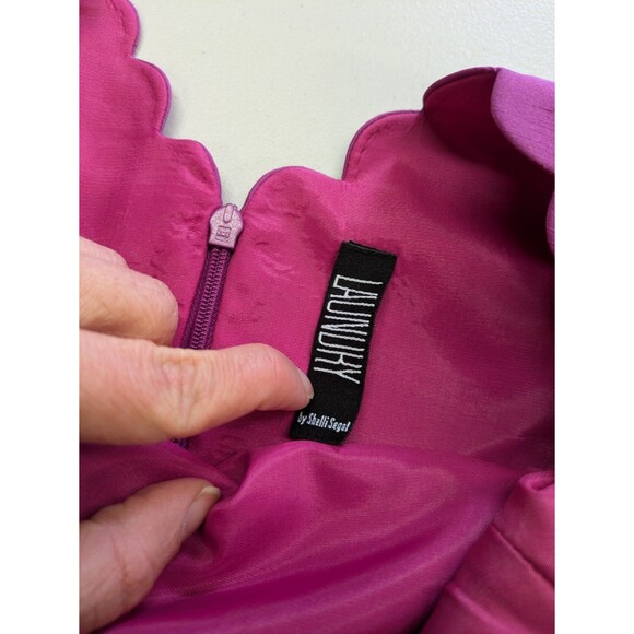 Laundry by Shelli Segal Silk Sheath Dress Pink Scallop Elegant Cocktail 12 - Picture 6 of 13